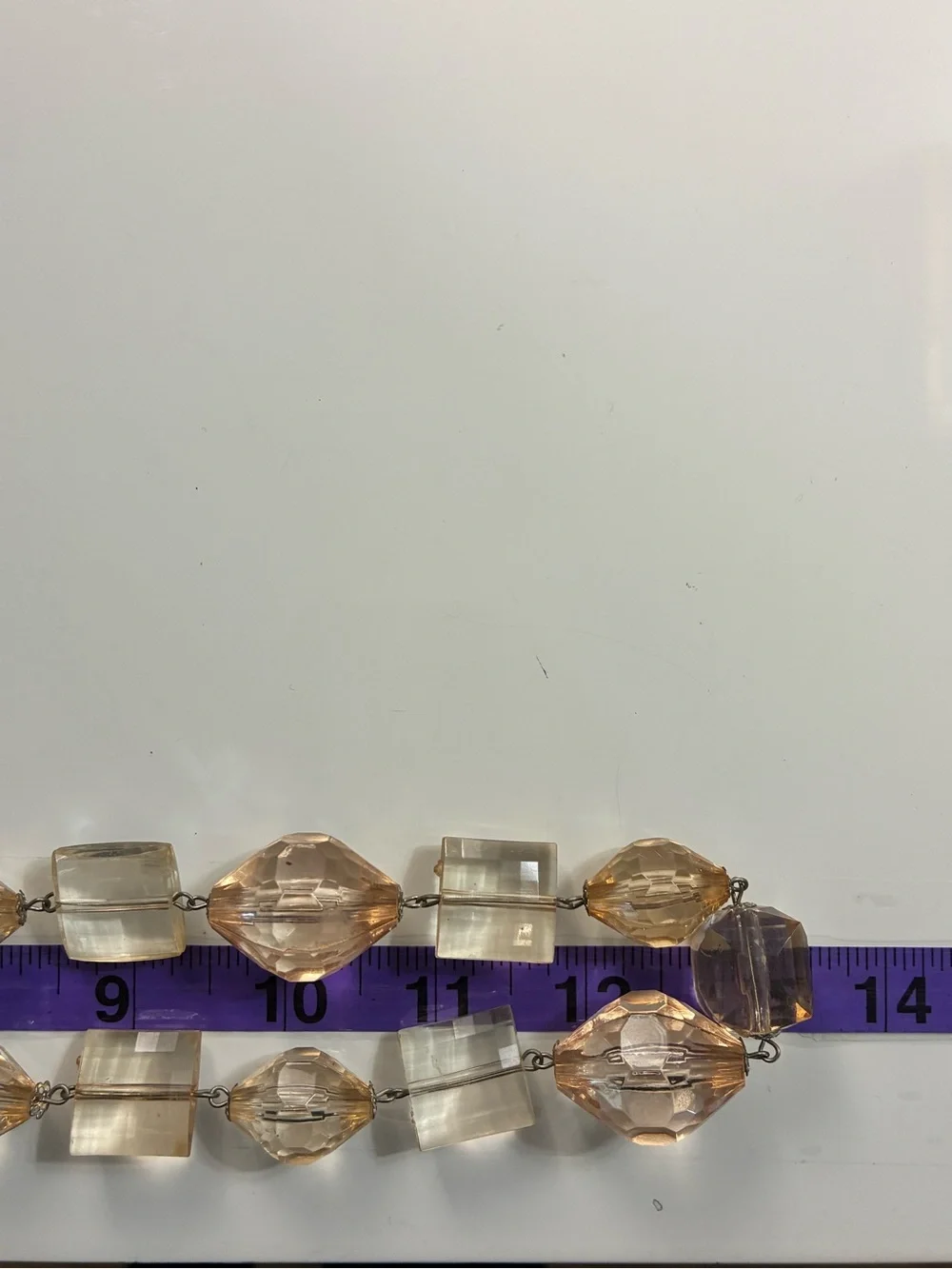 Stunning Retro Statement Necklace Peach & Clear Faceted Acrylic Beaded Necklace